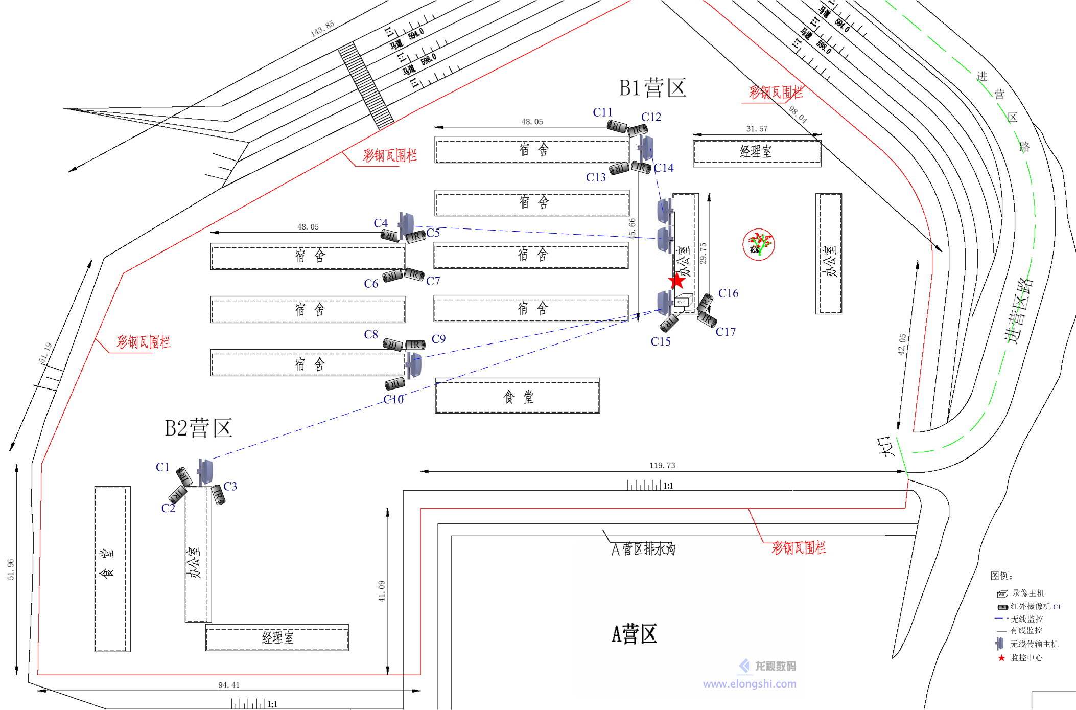 施工工地無線視頻監控系統案例，現場監控點布局1