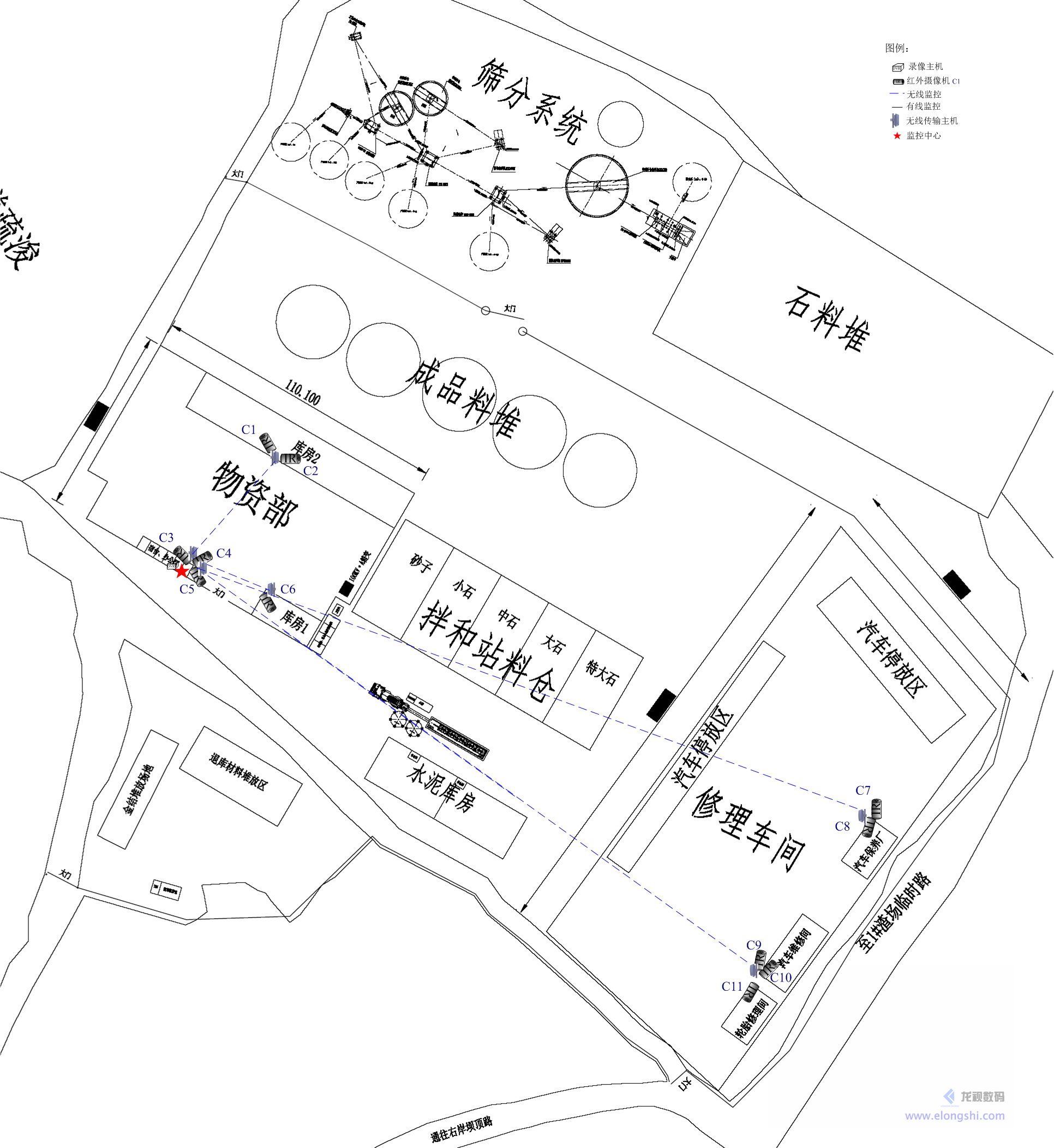 施工工地無線視頻監控系統案例，現場監控點布局2