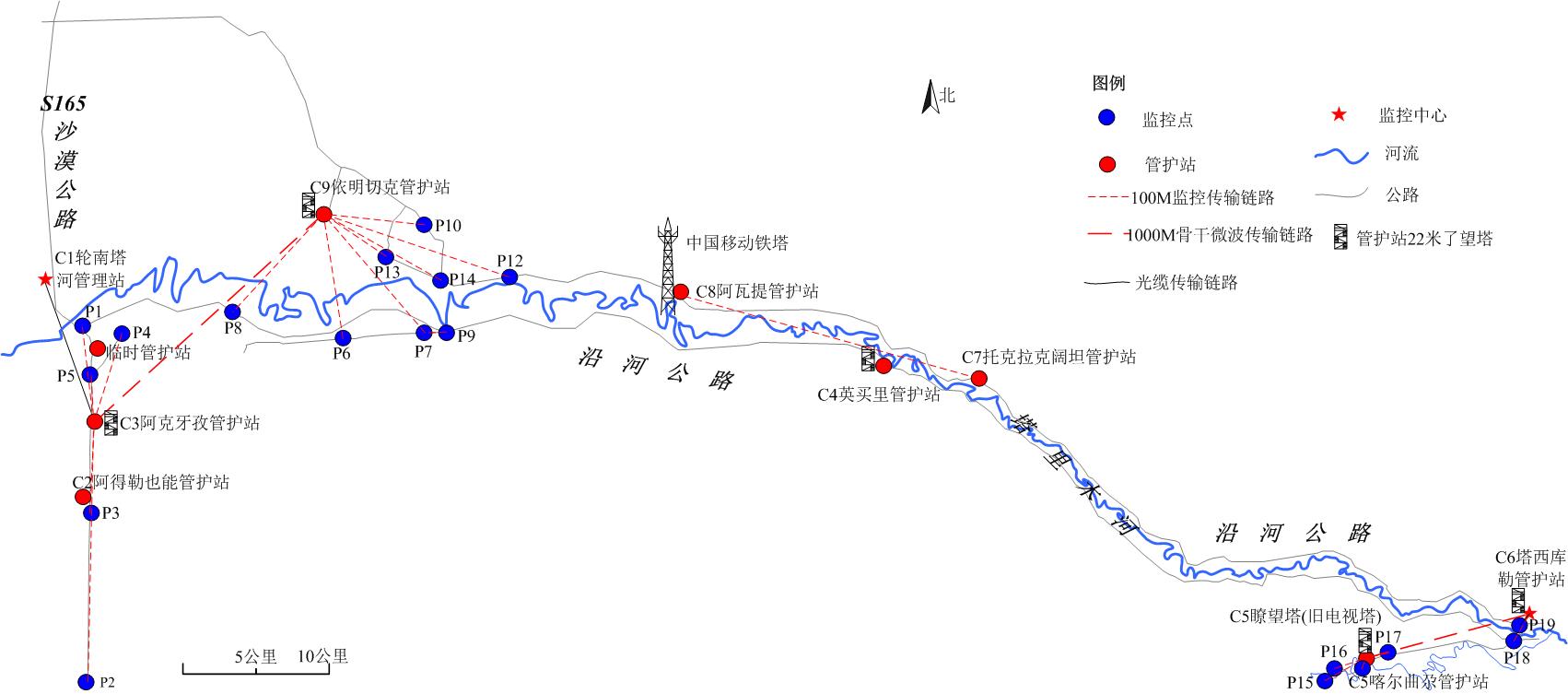 深圳龍視數(shù)碼數(shù)字微波遠程無線監(jiān)控新疆巴州塔里木國家級胡楊林自然保護區(qū)監(jiān)控系統(tǒng)分別平面圖